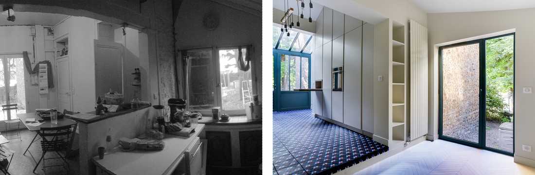 Avant-après : création d'une véranda dans une maison Meulière en Ile de France par un architecte
