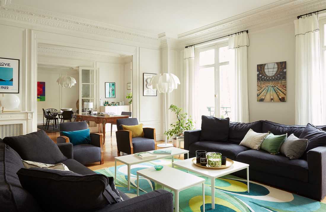 Rénovation du salon d'un appartement haussmannien à Paris